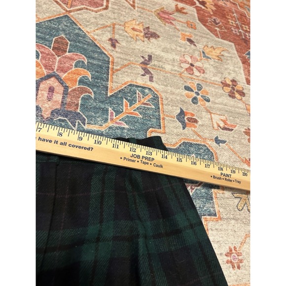 Vintage 80s Holiday Plaid Shorts Wool Blend Tartan Blue Green High Rise Sz 14 - Picture 3 of 8